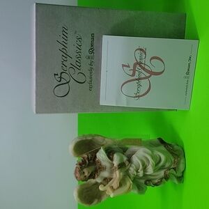 Seraphim Angel w/Lyre Harp "Gymbeline Peacemaker" Figurine By Roman BROKEN Harp